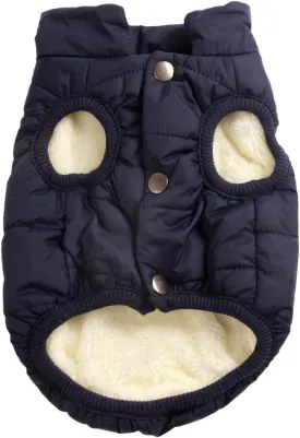 2 Layers Fleece Lined Warm Dog Jacket for Winter Cold Weather,Soft Windproof Medium Dog Coat,Blue L