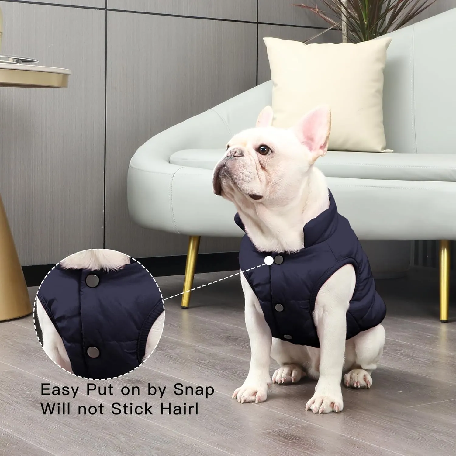 2 Layers Fleece Lined Warm Dog Jacket for Winter Cold Weather,Soft Windproof Medium Dog Coat,Blue L
