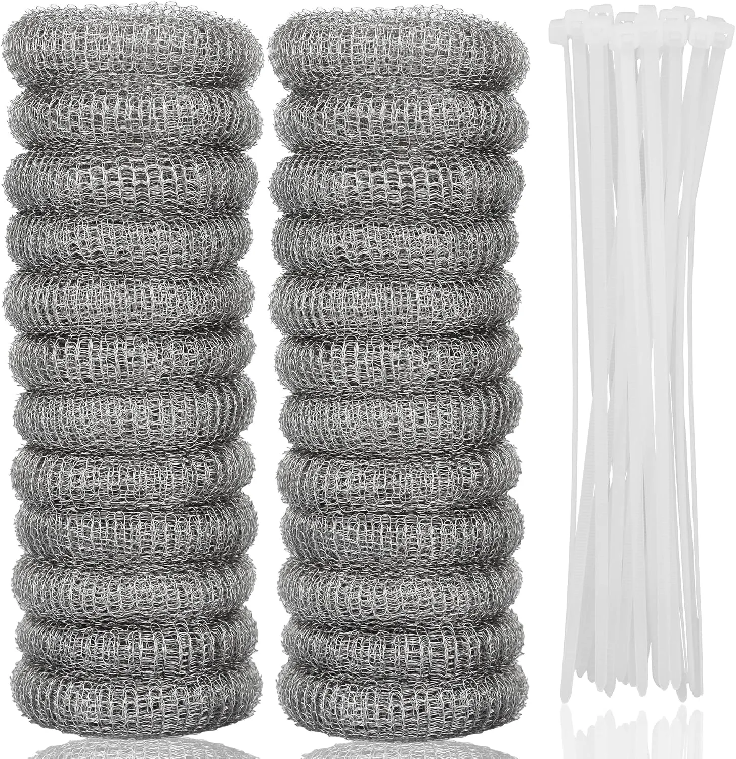 24 PCS Lint Traps Febwind Lint Catcher for Washing Machine Stainless Steel Washing Machine Lint Snare Trap Washer Hose Lint Traps Laundry Mesh Washer Filter with 24 PCS Cable Ties