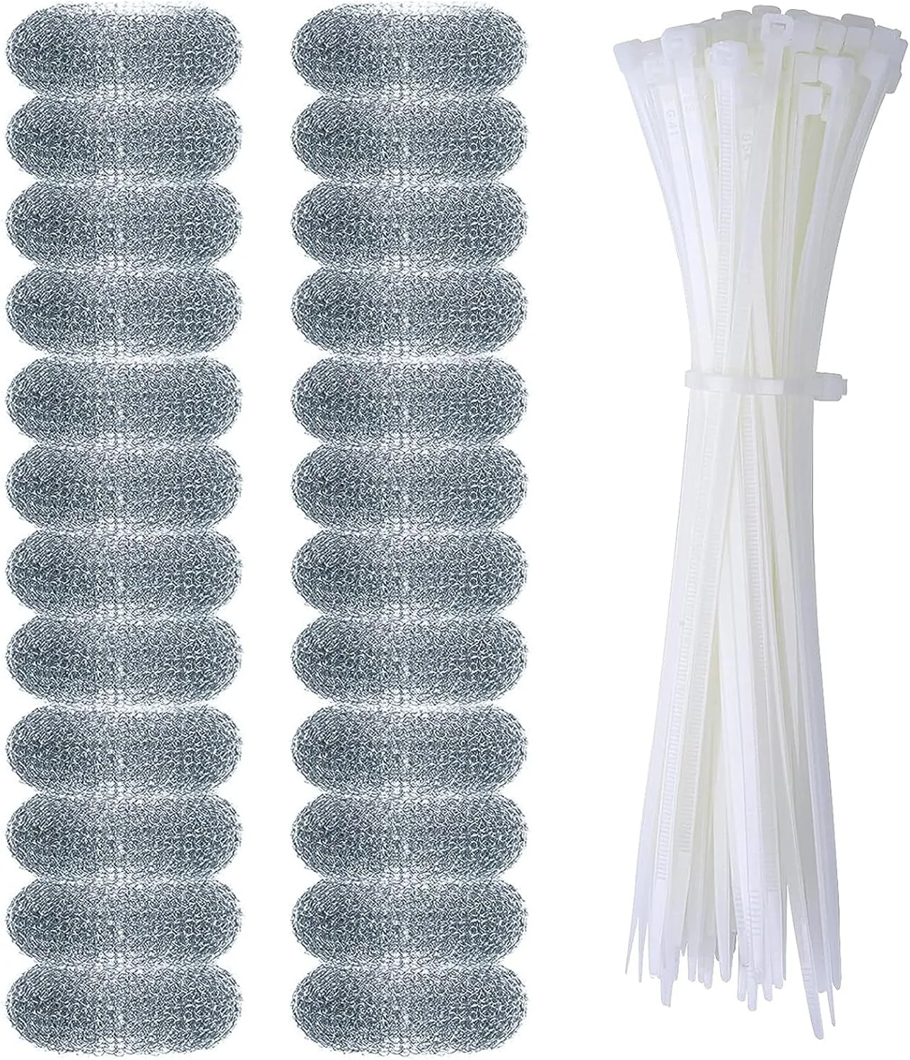 24 Pieces Lint Traps Washing Machine Stainless Steel Lint Snare Traps Laundry Mesh Washer Hose Filter with 24 Pcs Cable Ties