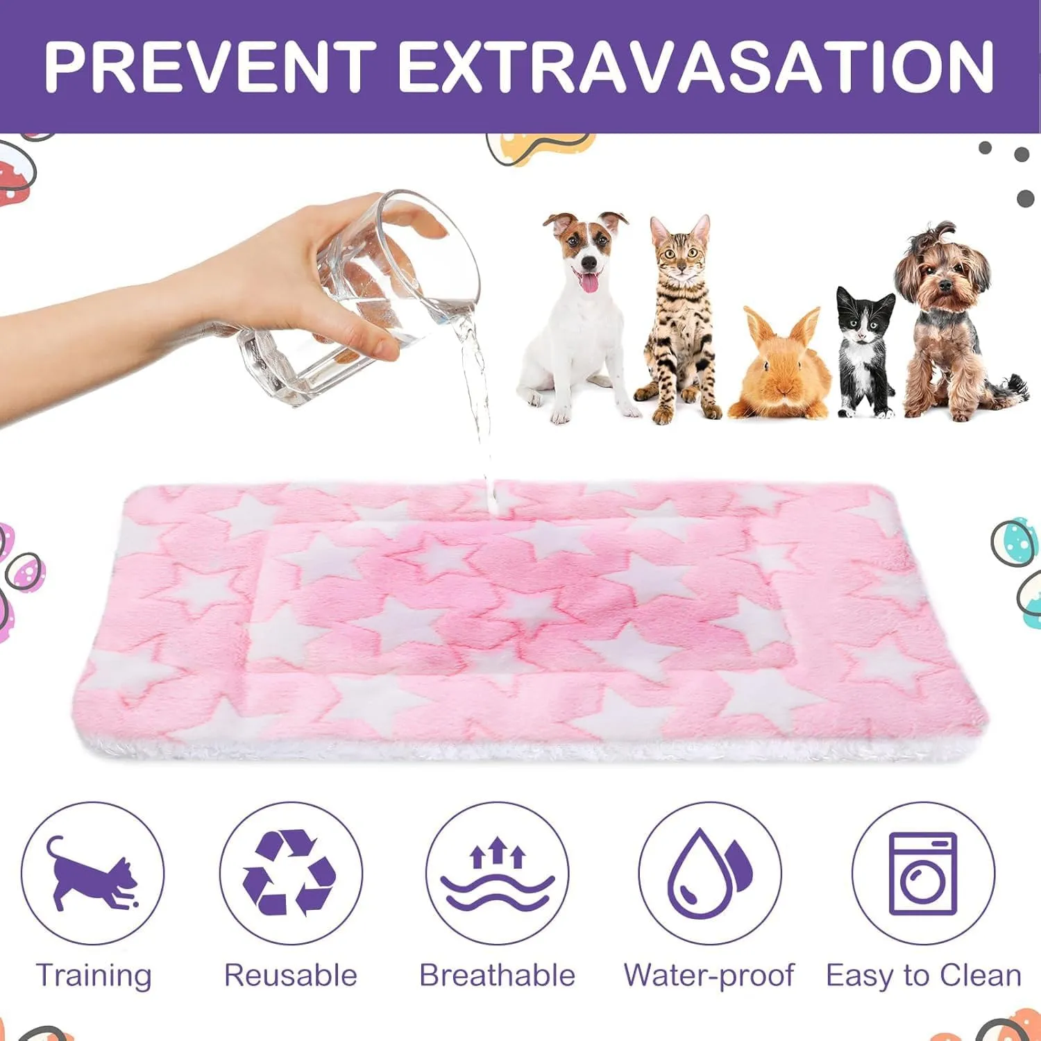 4 Pcs Waterproof Guinea Pig Bedding Winter Guinea Pig Plush Cage Liners Soft Dog Cat Bed Mat Reversible Cozy Animal Pee Pad Hamster Bed Mat Washable for Bunny (B Style, 9.6 * 7.5)
