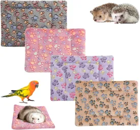 4 Pcs Waterproof Guinea Pig Bedding Winter Guinea Pig Plush Cage Liners Soft Dog Cat Bed Mat Reversible Cozy Animal Pee Pad Hamster Bed Mat Washable for Bunny (B Style, 9.6 * 7.5)