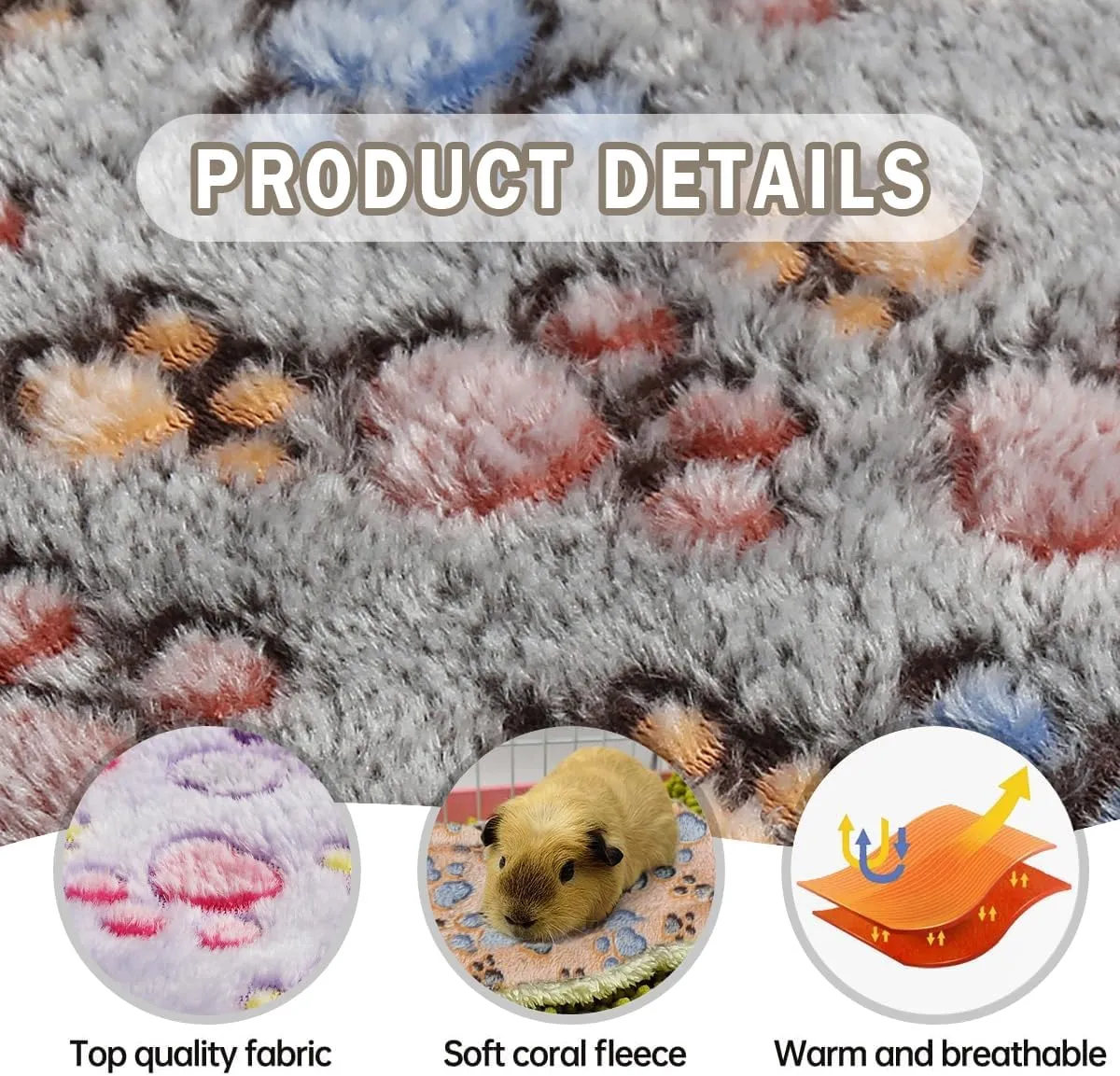 4 Pcs Waterproof Guinea Pig Bedding Winter Guinea Pig Plush Cage Liners Soft Dog Cat Bed Mat Reversible Cozy Animal Pee Pad Hamster Bed Mat Washable for Bunny (B Style, 9.6 * 7.5)