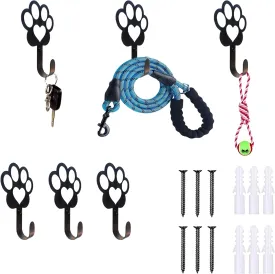 6 PCS Dog Paw Shaped Dog Leash Hook for Wall