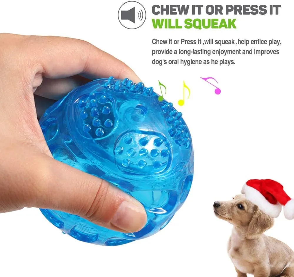 ACEONE Dog Squeaky Ball, Pet Squeak Chew Bouncy Rubber Toy Balls for Small Medium Dogs Indestructible Exercise Training Playing (3 Balls)