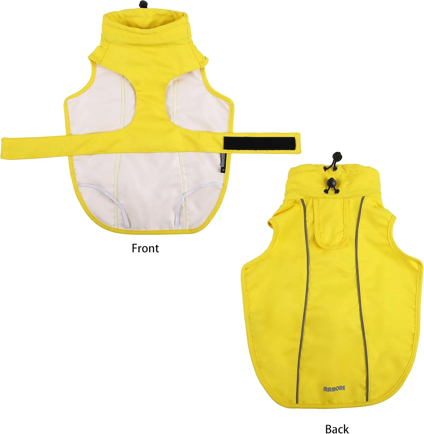 Adjustable Waterproof Dog Raincoat for Dogs,Lightweight Pet Rain Jacket Puppy Clothes with Reflective Strip for Small Medium Large Dogs (Yellow, Medium)