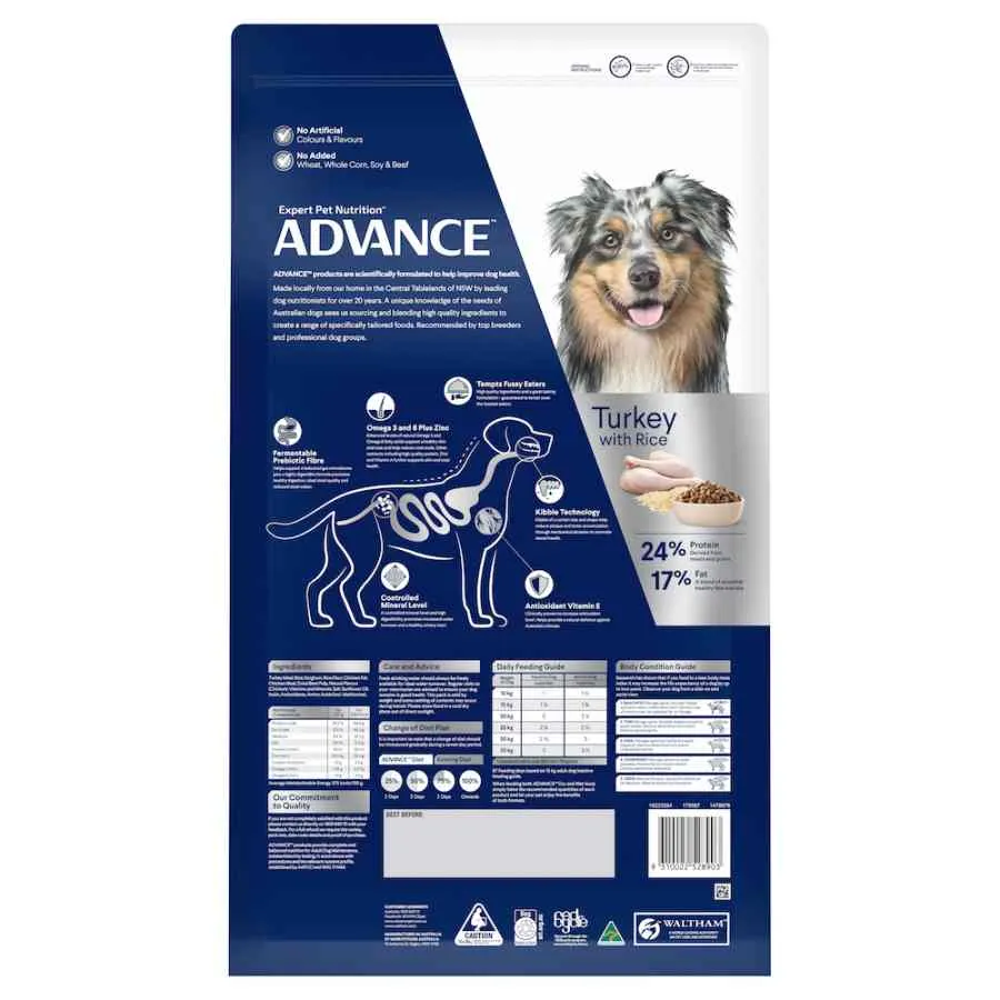 Advance Medium Adult Dry Dog Food Turkey With Rice