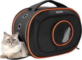 Airline Pet Carrier for Cat and Small Dogs 17" x 12.5" x 9" - Portable, Removable 2025 New TSA Approved Cats Carrier to 15 lbs - Great for Travel, Car Rides and Vet Visits (Orange)