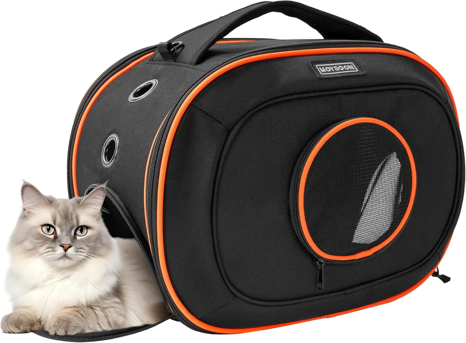 Airline Pet Carrier for Cat and Small Dogs 17" x 12.5" x 9" - Portable, Removable 2025 New TSA Approved Cats Carrier to 15 lbs - Great for Travel, Car Rides and Vet Visits (Orange)