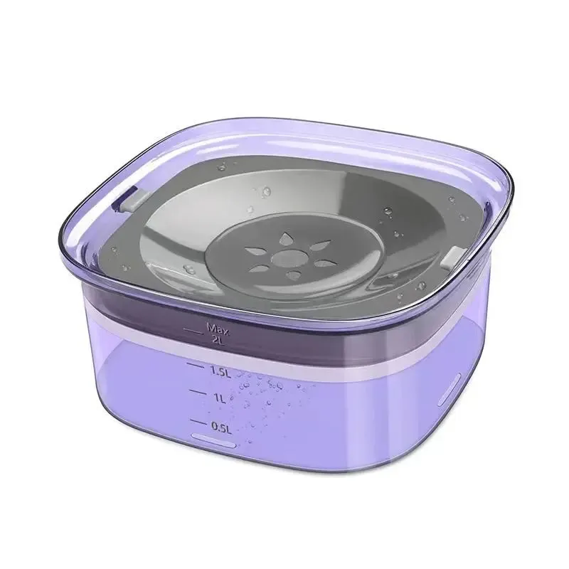 Anti-Splash Pet Water Bowl with 2L Capacity, No Mess Dispenser
