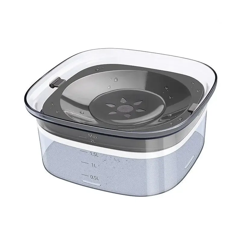 Anti-Splash Pet Water Bowl with 2L Capacity, No Mess Dispenser