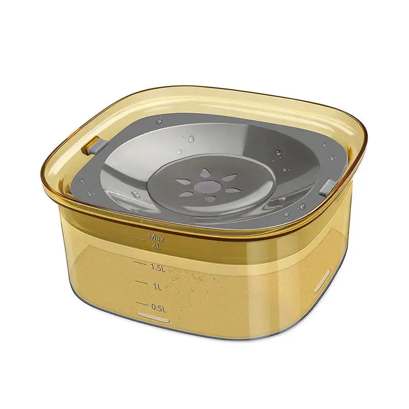 Anti-Splash Pet Water Bowl with 2L Capacity, No Mess Dispenser