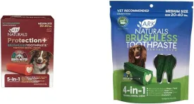 Ark Naturals Brushless Toothpaste Bundle, Dog Dental Chews for Medium Breeds, Prevents Plaque & Tartar, Freshens Breath