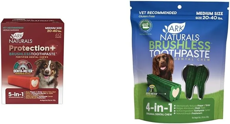 Ark Naturals Brushless Toothpaste Bundle, Dog Dental Chews for Medium Breeds, Prevents Plaque & Tartar, Freshens Breath