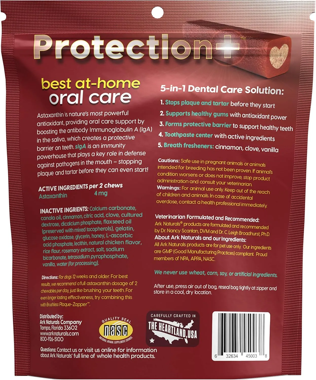 Ark Naturals Protection  Brushless Toothpaste  Large Breeds, 18oz Bag  Dog Dental Chew with Toothpaste Center  Prevent Plaque & Tartar and Freshen Breath with Dental Chews for Dogs