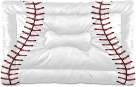 Baseball Red Lace Dog and Cat Bed, Rectangle Comfortable Pet Bed, Ultra Soft Calming for Small Medium Large Dogs, 36" x 24"