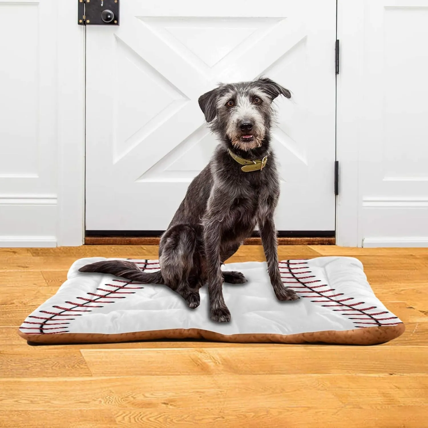 Baseball Red Lace Dog and Cat Bed, Rectangle Comfortable Pet Bed, Ultra Soft Calming for Small Medium Large Dogs, 36" x 24"