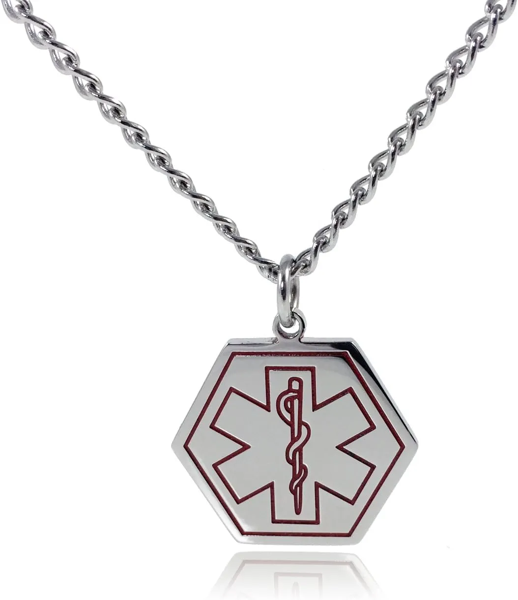 BLOOD THINNER Medical Alert ID Stainless Steel Pendant Necklace with 26" Chain