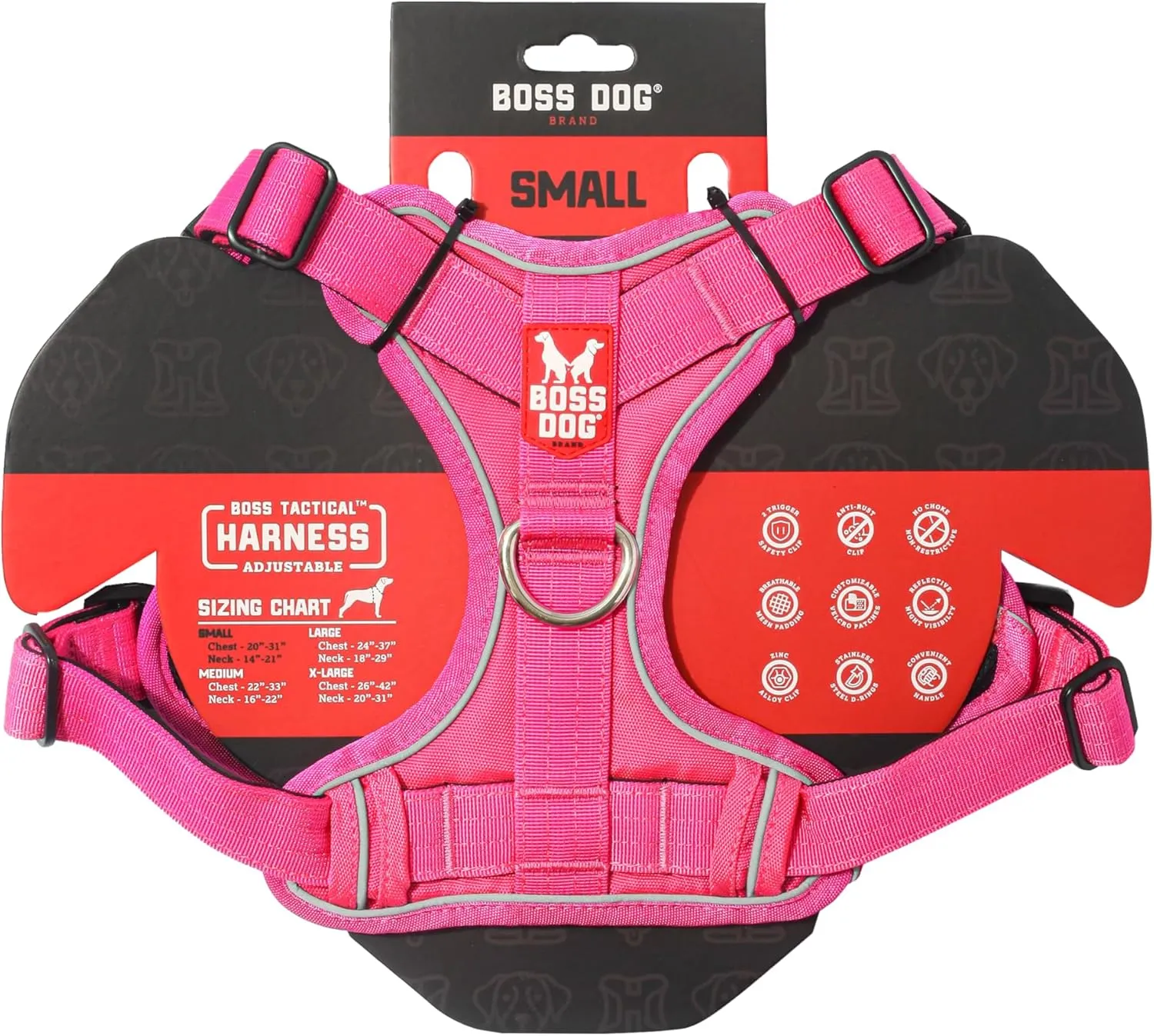 Boss Dog Tactical Harness, Hot Pink, Large