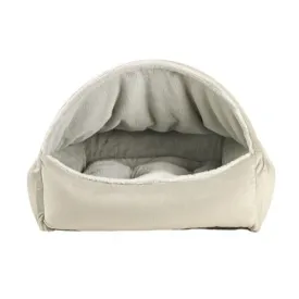 Canopy Burrow Bed — Cloud Dream Fur   MicroVelvet Granite