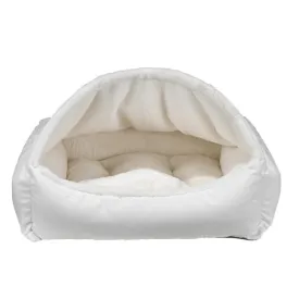 Canopy Burrow Bed — Winter Dream Fur   MicroVelvet Snowflake