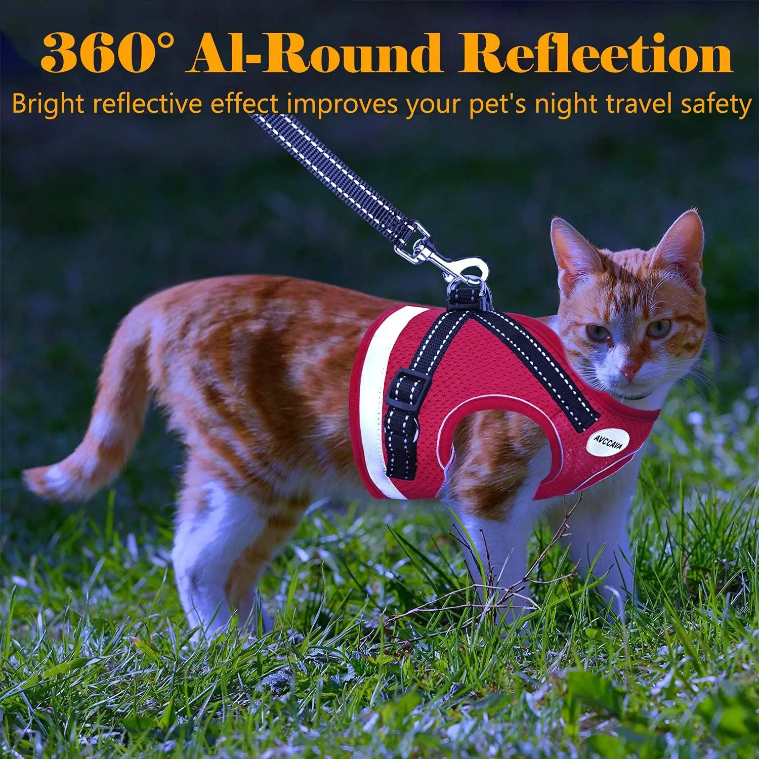 Cat Harness and Leash for Walking, Escape Proof Soft and Breathable Adjustable Vest Harness for Cats, Lightweight Easy to Control Medium Dog Kitten Harness, Comfortable Outdoor Jacket