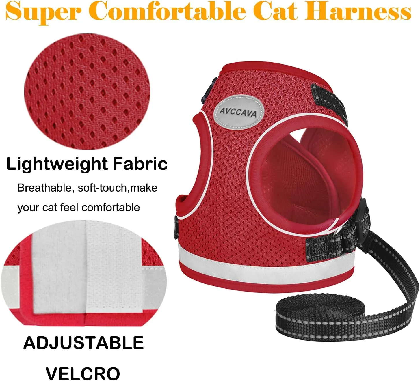 Cat Harness and Leash for Walking, Escape Proof Soft and Breathable Adjustable Vest Harness for Cats, Lightweight Easy to Control Medium Dog Kitten Harness, Comfortable Outdoor Jacket