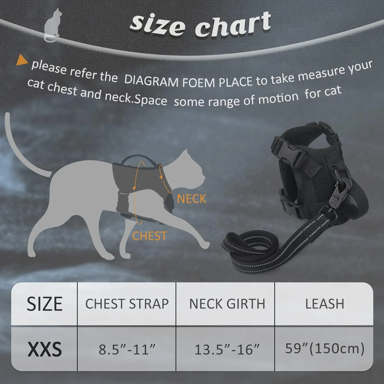 Cat Harness and Leash Set for Travel Training, no Pull Escape Soft Control Handle Tactical Vest for Puppy Kitten Small cat with ID tag,Adjustable snug Jacket Breathable air mesh Universal Anxiety