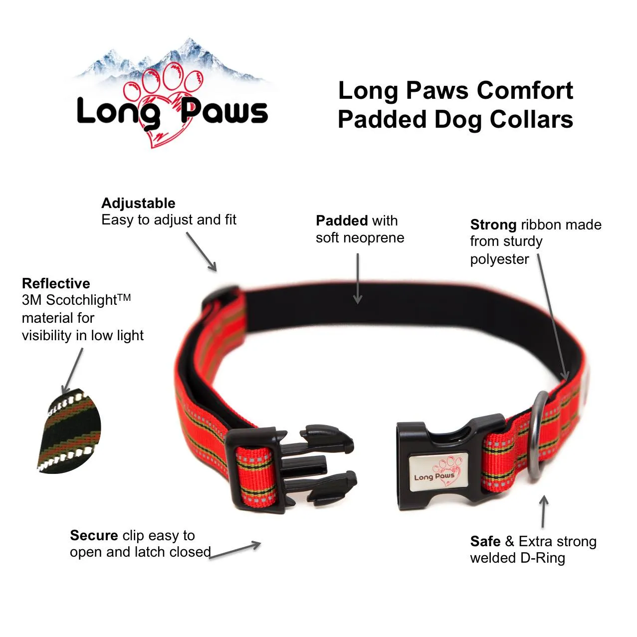 Comfort Trigger Clip Rope Lead (80cm/120cm) & Reflective Collar Set