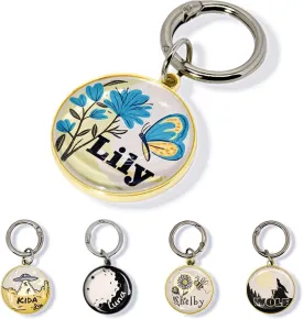Customizable Reflective Waterproof Pet ID Tag with Engraved Name & Contact Info, Durable Rustproof Metal Lightweight Design for Dogs Cats, Gold & Silver Options (Butterfly)