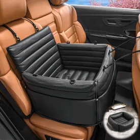 Dog Car Seats for Small/Medium Sized Dogs, 3-in-1 Dog Booster Car Seat for Front/Back Seat and Home Use, 100% Waterproof, PU Leather, Non-Slip Hard Base, Scratch-Proof, Fits Pets Up to 40 lbs