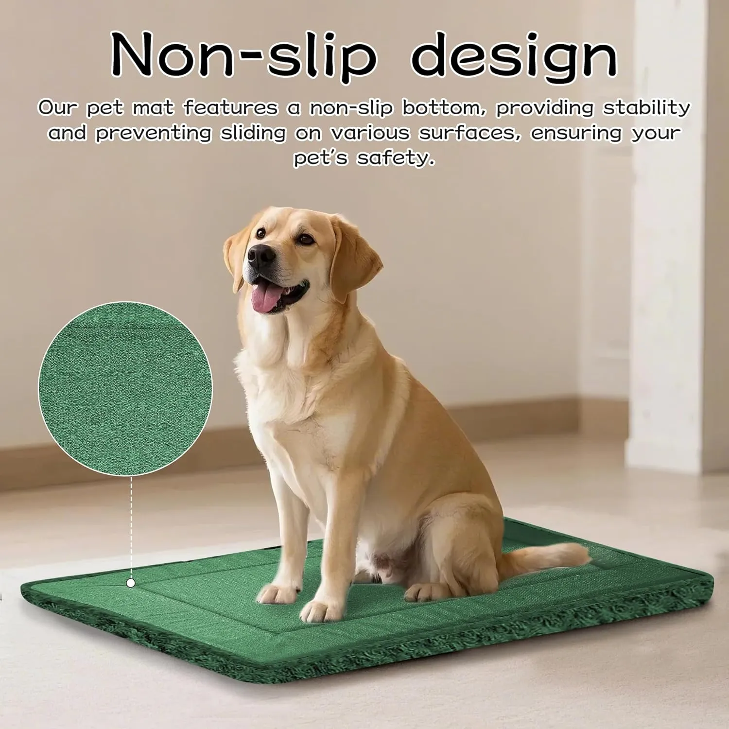 Dog Crate Bed Pad  Reversible Fleece Mat for Small, Medium, Large Dogs  Soft & Washable Anti-Slip Dog Bed Mat for Cages and Kennels  Comfortable, Durable Sleeping Pad for Dogs, Green, S