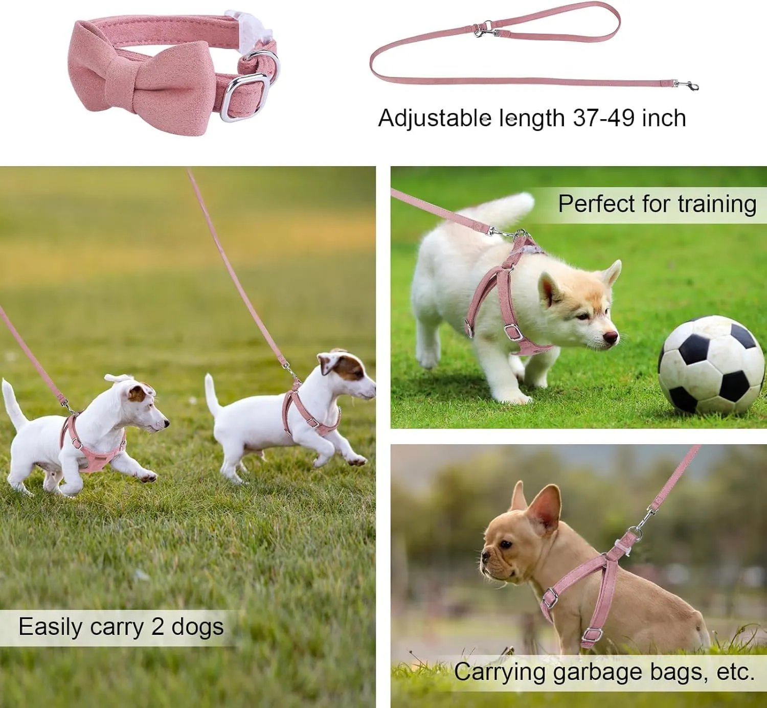 Dog Harness and Leash Set, XXS No Pull Adjustable Puppy Harness with Multifunction Pink Dog Leash and Dog Collar, Soft No Choke Escape Proof Pet Harness Vest for Small Dogs and Cats (Red, XXS)