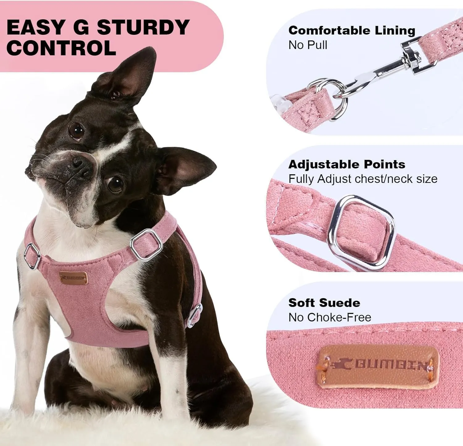 Dog Harness and Leash Set, XXS No Pull Adjustable Puppy Harness with Multifunction Pink Dog Leash and Dog Collar, Soft No Choke Escape Proof Pet Harness Vest for Small Dogs and Cats (Red, XXS)