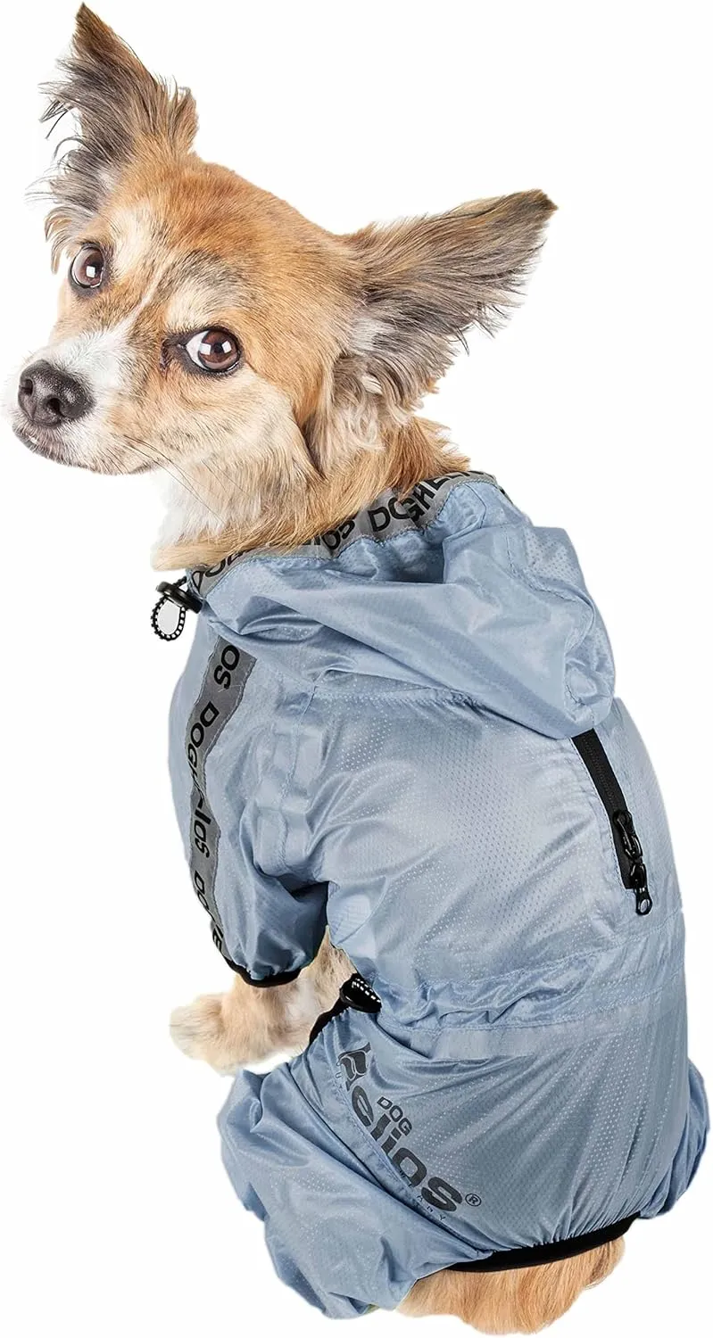 Dog Helios Torrential Shield Waterproof and Adjustable Full Body Dog Raincoat, SM, Blue