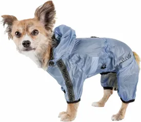 Dog Helios Torrential Shield Waterproof and Adjustable Full Body Dog Raincoat, SM, Blue
