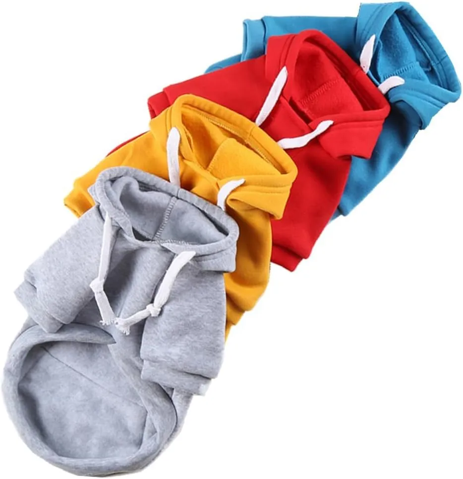 Dog Hoodie for Small Medium Large Dogs,Fleece Hoodie for Dogs with Zipper Pocket,Fall Winter Warm Cat Puppy Sweatshirts(Yellow,XS)