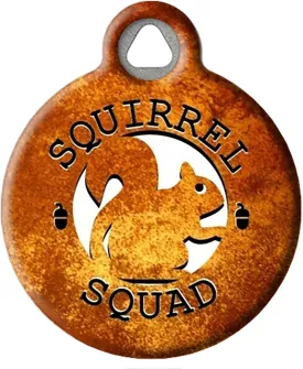 Dog Tag Art Squirrel Squad Personalized Pet ID Tag for Dogs and Cats, Silent Polymer Coated Stainless Steel Nametag with Customized Identification Information - Large 1.25" Diameter