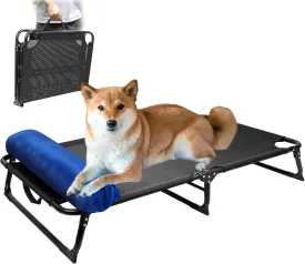 Elevated Large Dog Bed Cot, Fully Assembled, Raised Outdoor Folding Portable Pet Hammock for Medium Large Dogs, Black 45"x28"x8"
