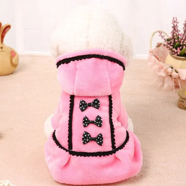 Fleece Bowknot Warm Dog Cat Coat