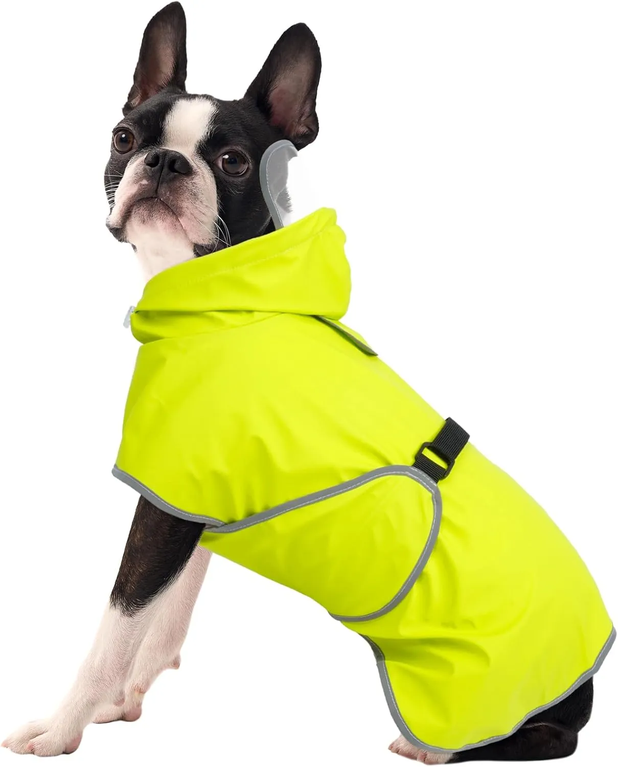FUAMEY Dog Raincoat Pet Waterproof, Lightweight Rain Jacket Belly Protection, Reflective Rain Coat for Dogs Clear Hooded Rain Poncho with Leash Hole, Border Collie (Yellow, XL)
