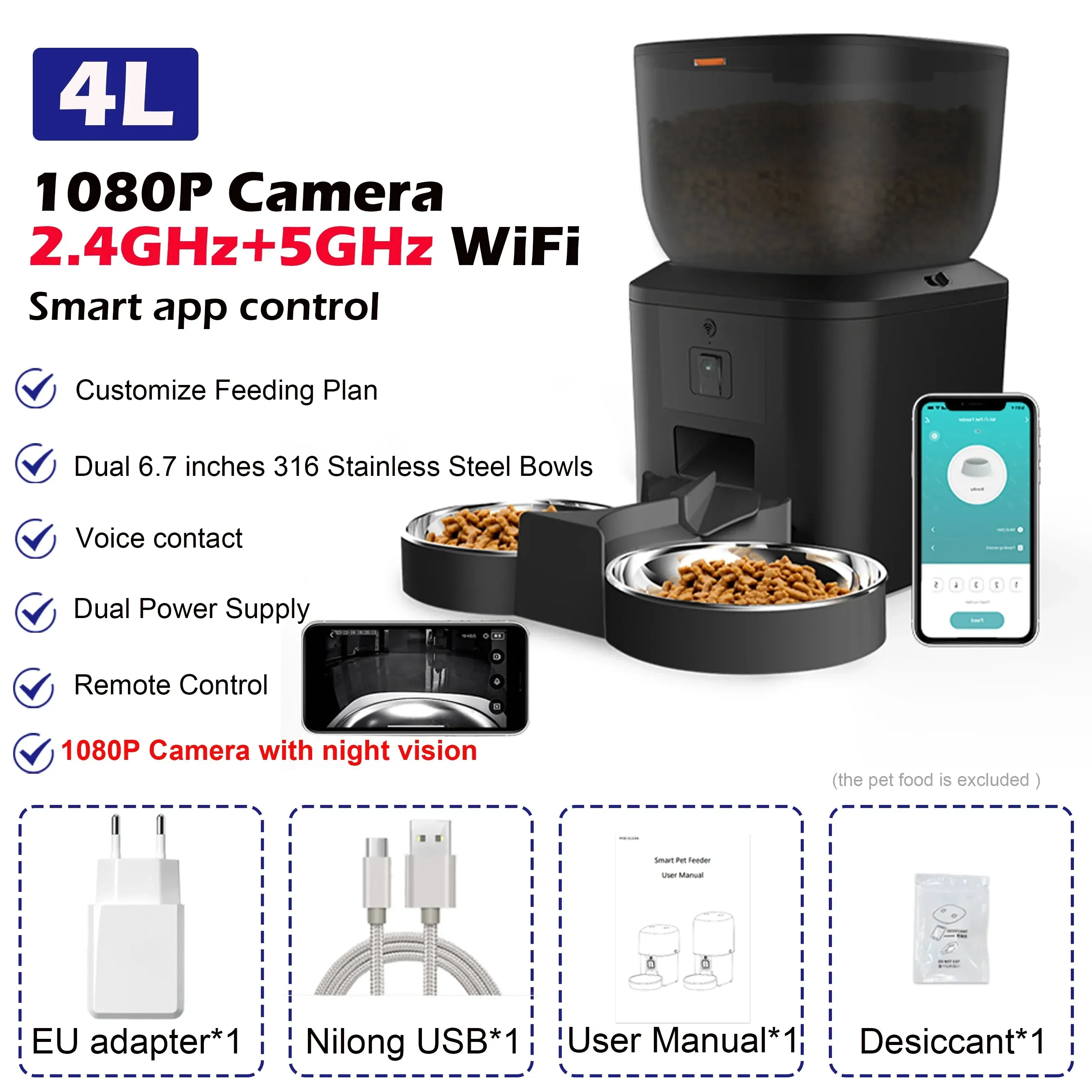 Furpipi 8L Smart Automatic Cat and Dog Feeder with HD Camera