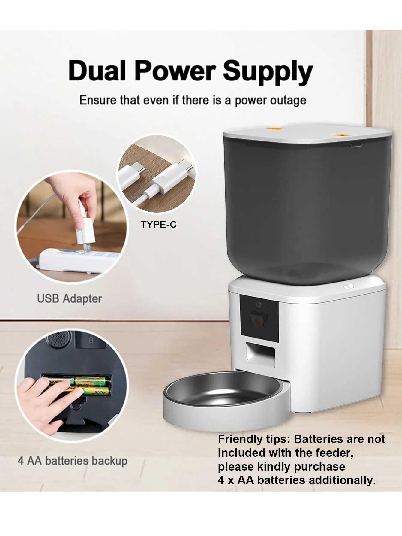 Furpipi 8L Smart Automatic Cat and Dog Feeder with HD Camera
