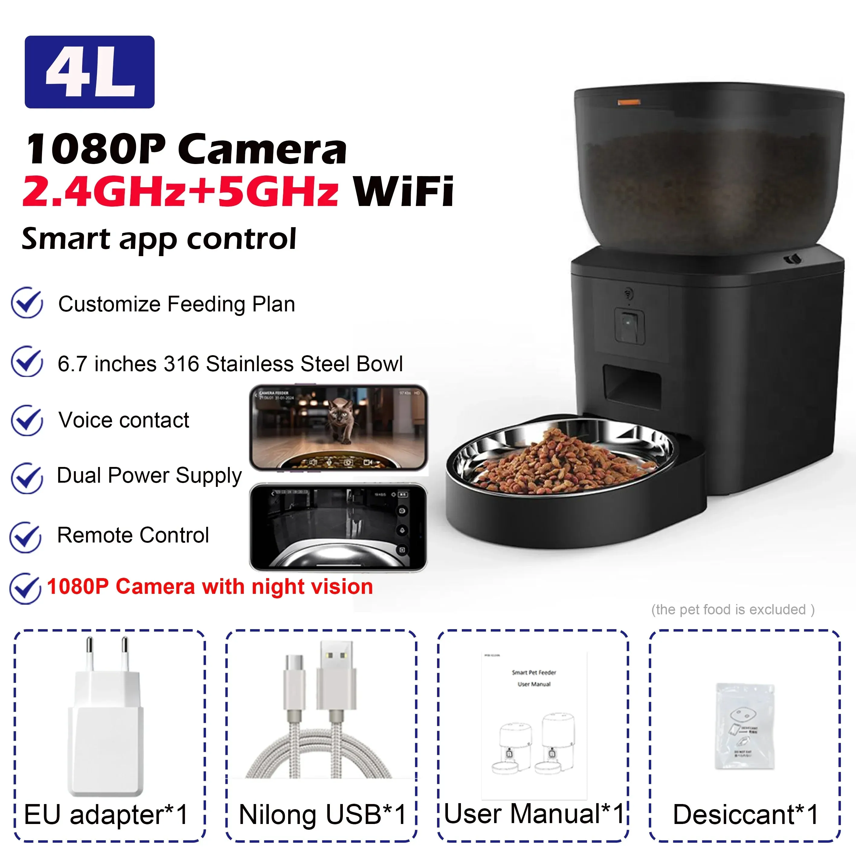 Furpipi 8L Smart Automatic Cat and Dog Feeder with HD Camera