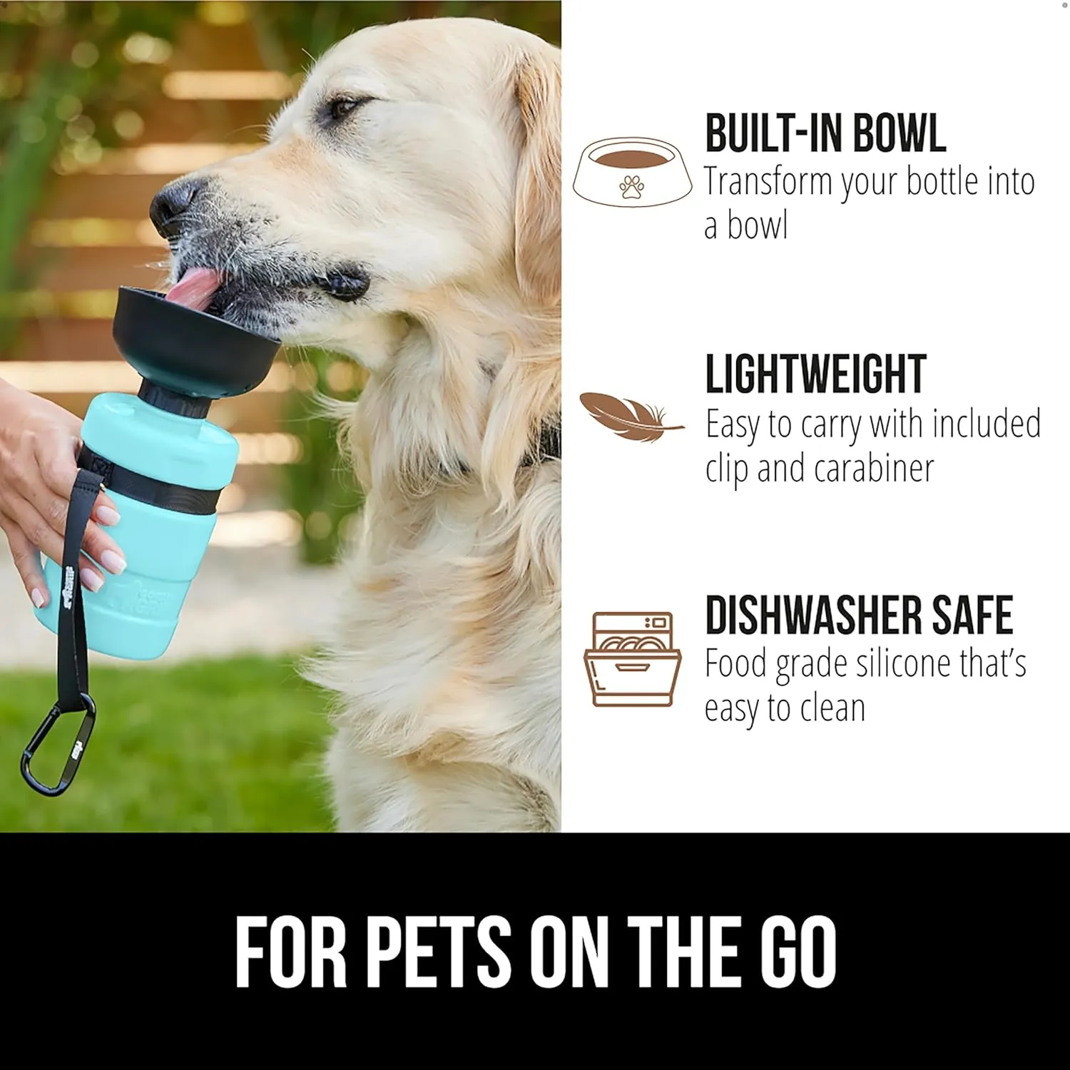 GORILLA GRIP Dog Water Bottle, Portable Water Bowl Dispenser for Dogs, 12 oz Leak Proof Pet Travel Squeeze Bottles, Food Grade Silicone, Puppy Essentials, Hiking Camping Trip Accessories, Turquoise
