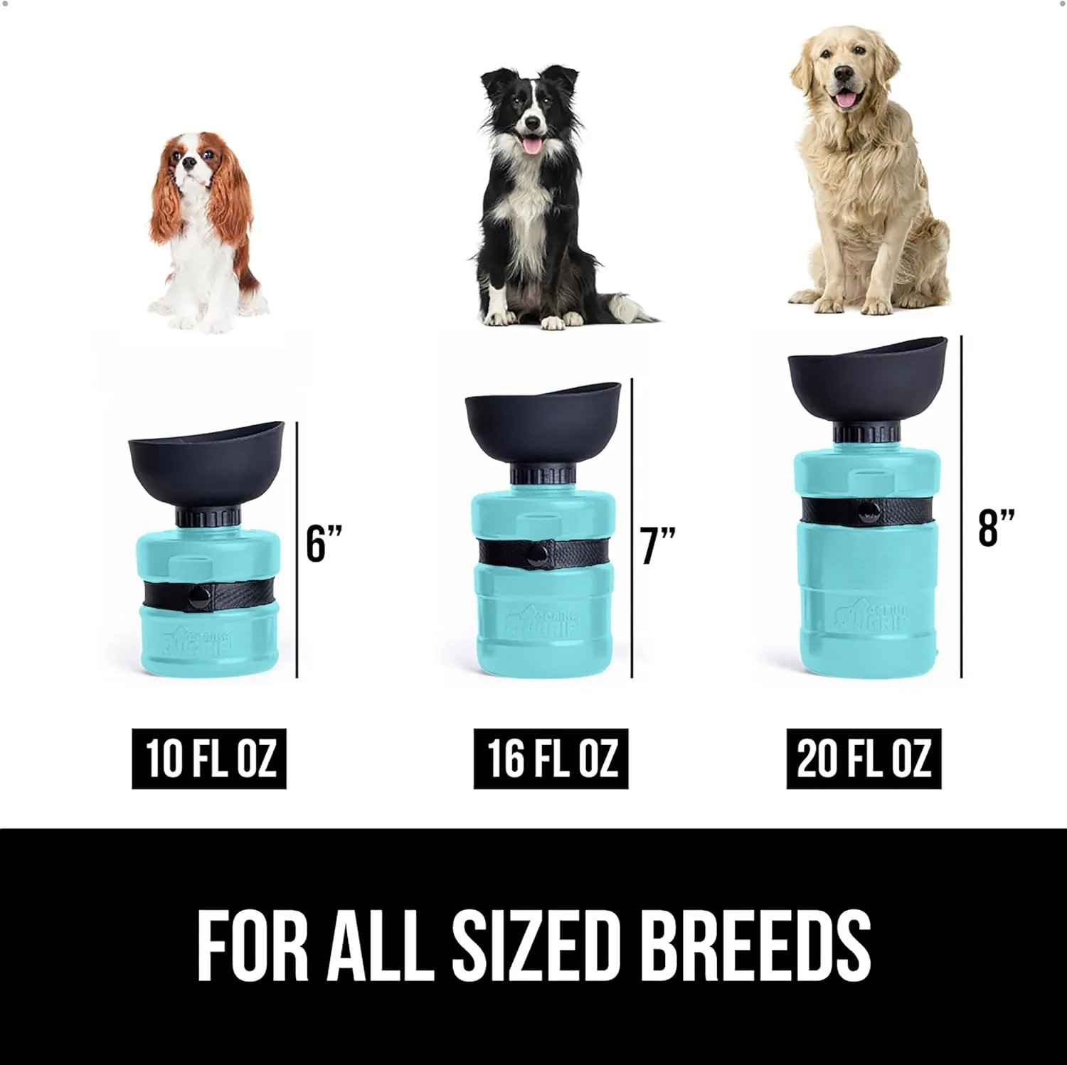 GORILLA GRIP Dog Water Bottle, Portable Water Bowl Dispenser for Dogs, 12 oz Leak Proof Pet Travel Squeeze Bottles, Food Grade Silicone, Puppy Essentials, Hiking Camping Trip Accessories, Turquoise
