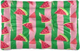 Green Stripes Watermelon Outdoor Dog Bed for Small Dogs Washable Waterproof Travel Pet Bed Mat Portable Cat Bed with Non-Slip Bottom for Indoor and Sleeping 36 x 24 Inch