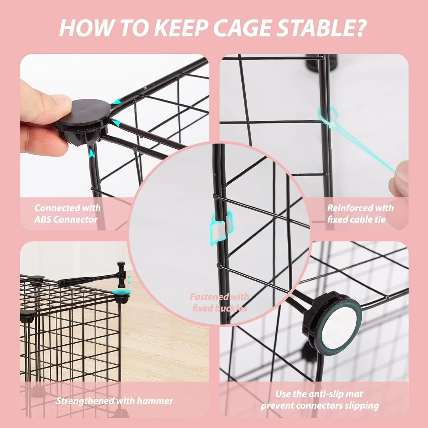 Guinea Pig Cages with Door and Top, 50x25x12inch Small Animal Cage, 20pcs Metal Grid Panels Small Animal Playpen, Expandable Cage for Guinea Pigs, Rabbits, Hamsters and Hedgehogs, Kitten