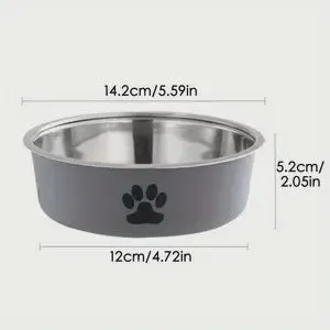 Habibi Pets Stainless Steel Dog Bowls - Grey - 14.2cm