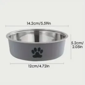 Habibi Pets Stainless Steel Dog Bowls - Grey - 14.2cm